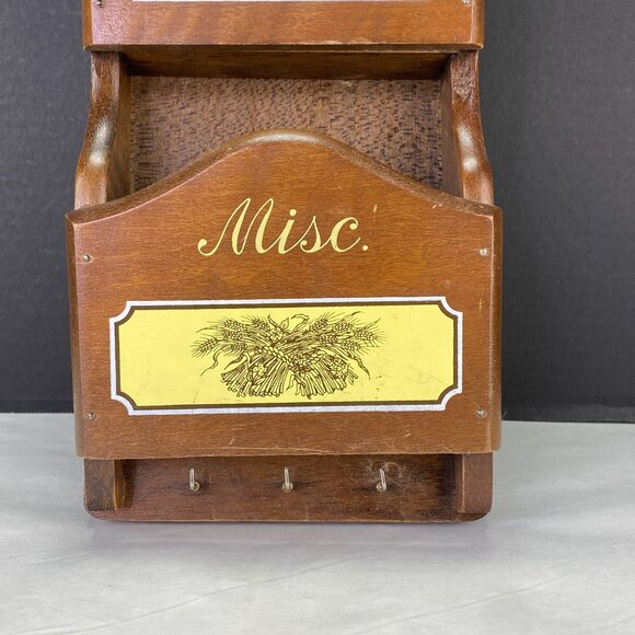 Vintage Retro Wood Wall Mount Letters Bills Misc Key Hook Organizer - Picture 4 of 12